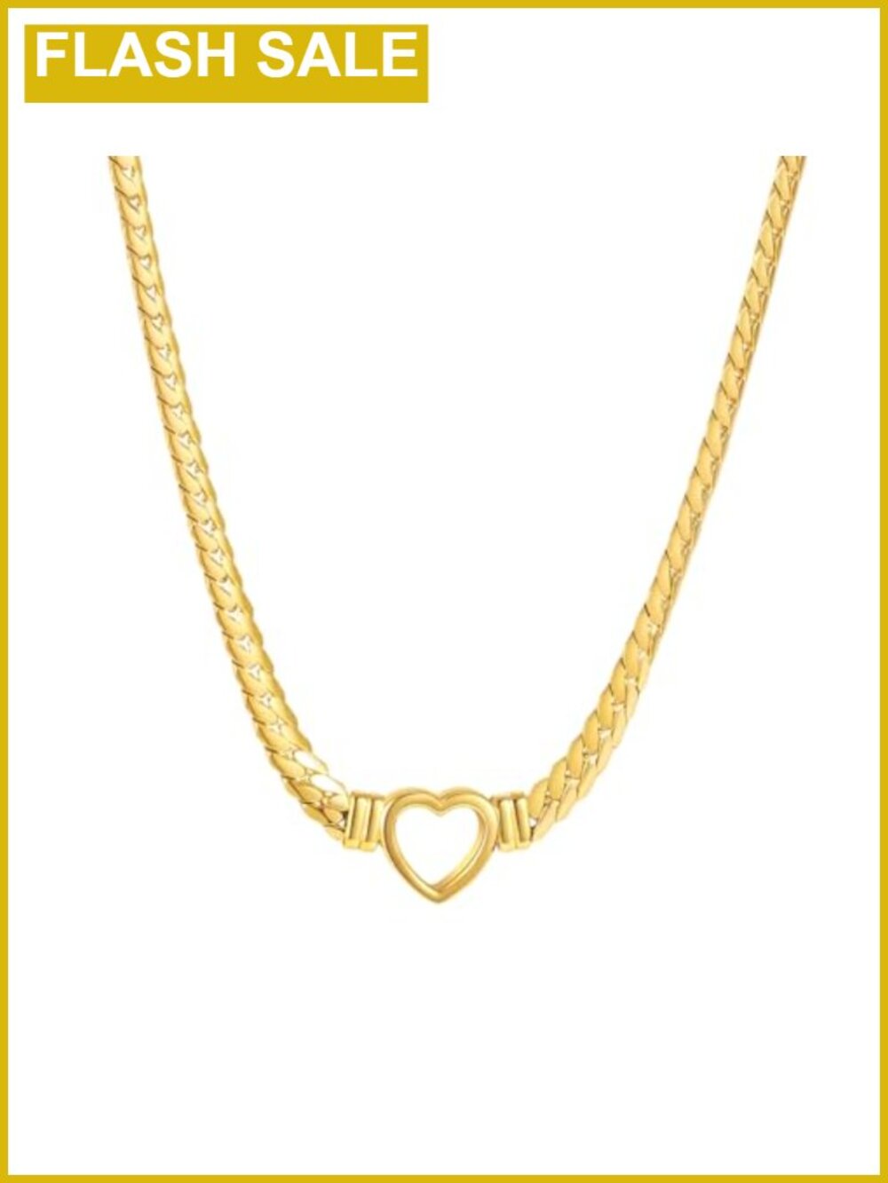 Stainless Steel Heart Choker Necklace Cuban Link Women's Jewelry